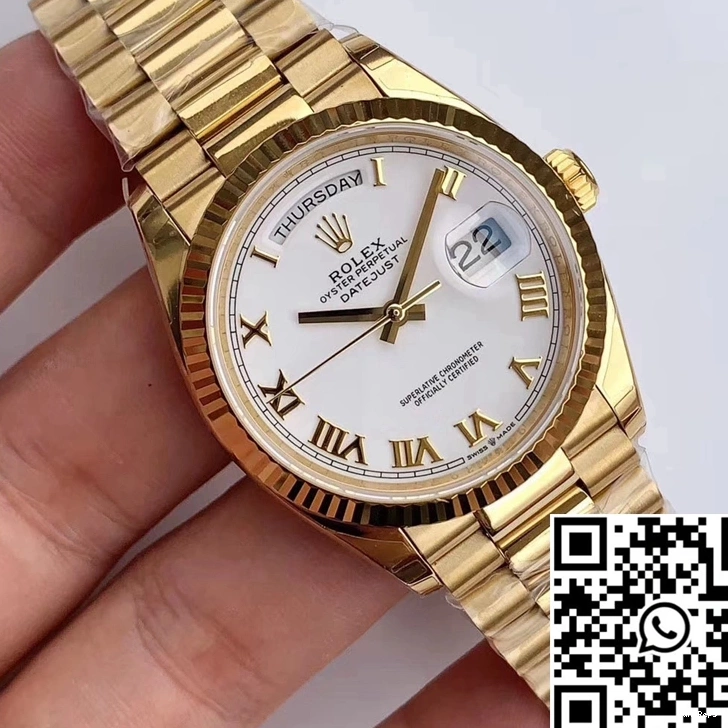 White Time M128238 Dial Roman Factory Rolex EW Day-Date Scale 0417